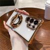 For Samsung S25 S24 S23 Ultra Luxury Holder Stand Plating Frame Transparent Phone Case For Samsung Galaxy S22 Plus A16 A53 Cover