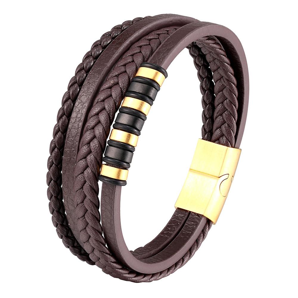 2026 Bracelet, Multi-layer Black Leather Woven Bracelet, Popular Men's Bracelet in Europe and America