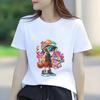 Street Basketball Cartoon Printed Short Sleeved Round Neck Womens Tshirt for Spring and Summer Versatile Womens Tshirt