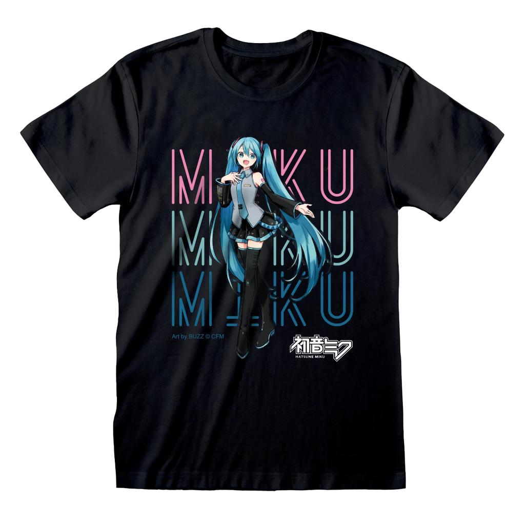 Neon Sign Hatsune Miku Black Tee T-shirt Tshirts