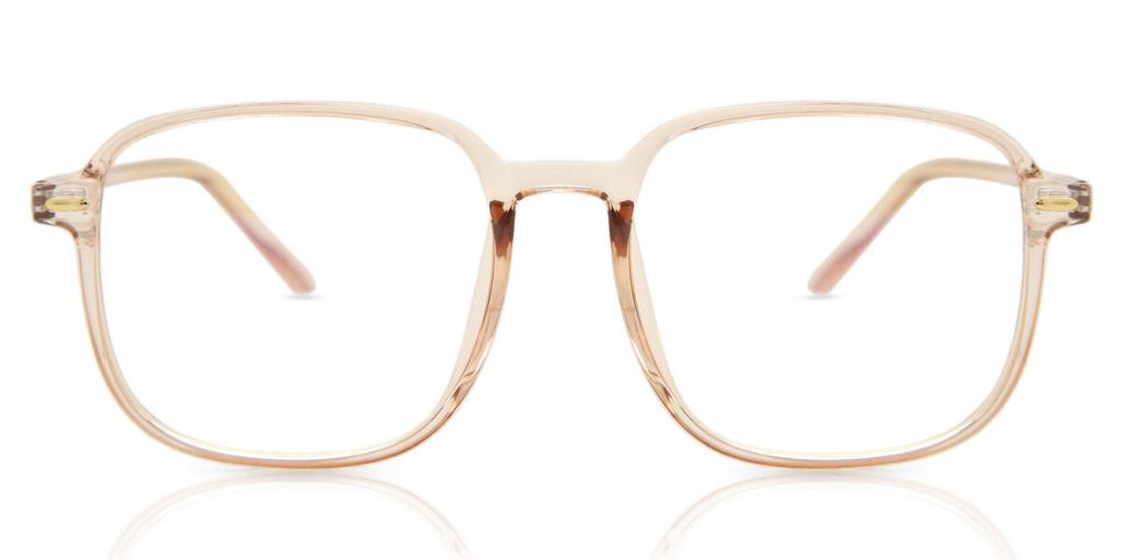 Full Rim Square Transparent Light Brown Smartbuy Collection Ghin G30050 C5 Fashion Unisex Eyeglasses