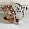 Fashion Punk Rivet Chain Bracelet Spike Leather Rock Style Metal Bracelet Wristbands Unisex Leather Bracelet