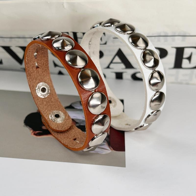 Fashion Punk Rivet Chain Bracelet Spike Leather Rock Style Metal Bracelet Wristbands Unisex Leather Bracelet