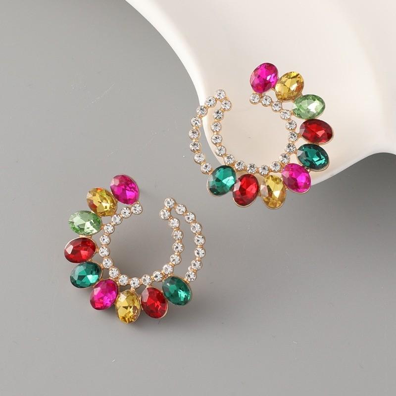 

Pinkdudu Vintage Glass Geometric Block Zircon Earrings Gradual Trendy Stud Earrings Women Jewelry PD2361 зелёный/красный