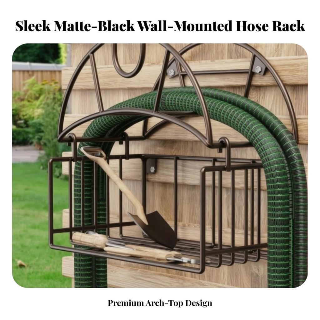Hose Holder with Basket Heavy-Duty for Gardeners, Homeowners