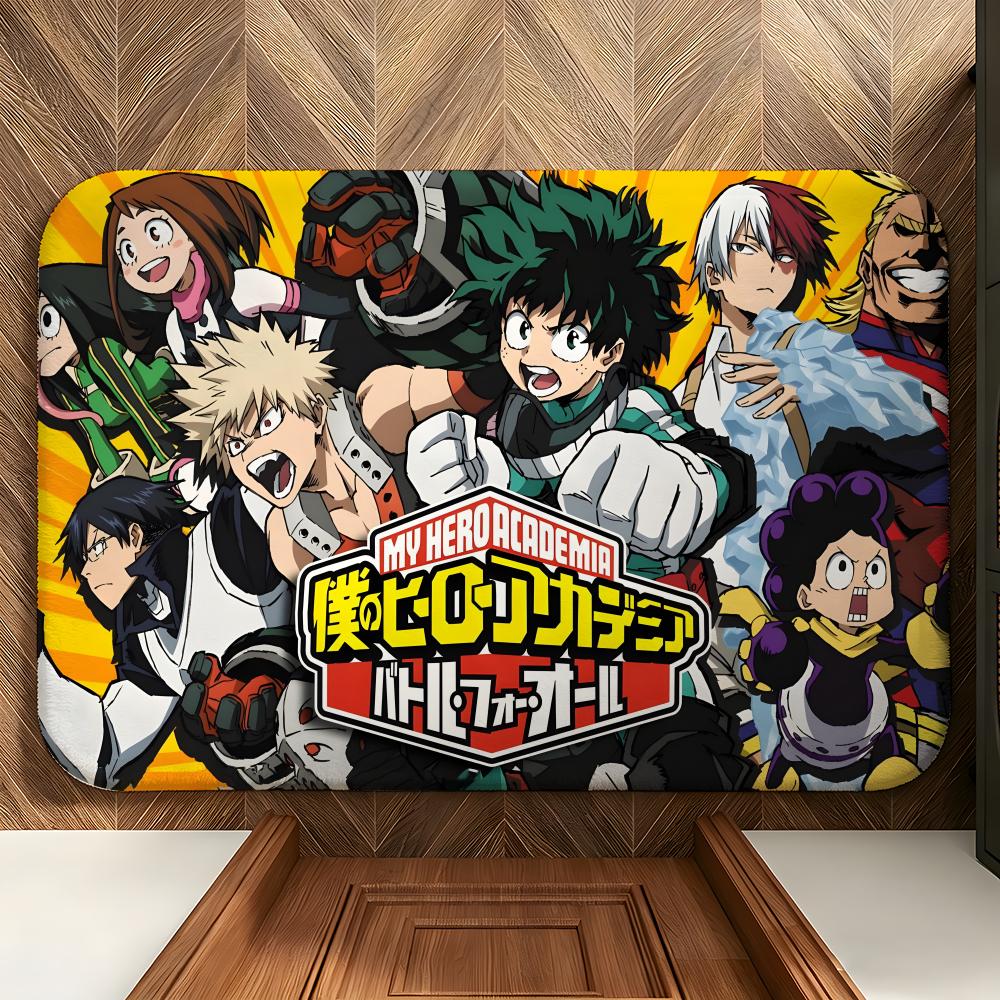 anime M-My Hero A-Academia Floor Mat Soft Flannel Floor Mat Suitable for Entryways, Living Rooms, Bedrooms, and Bathrooms