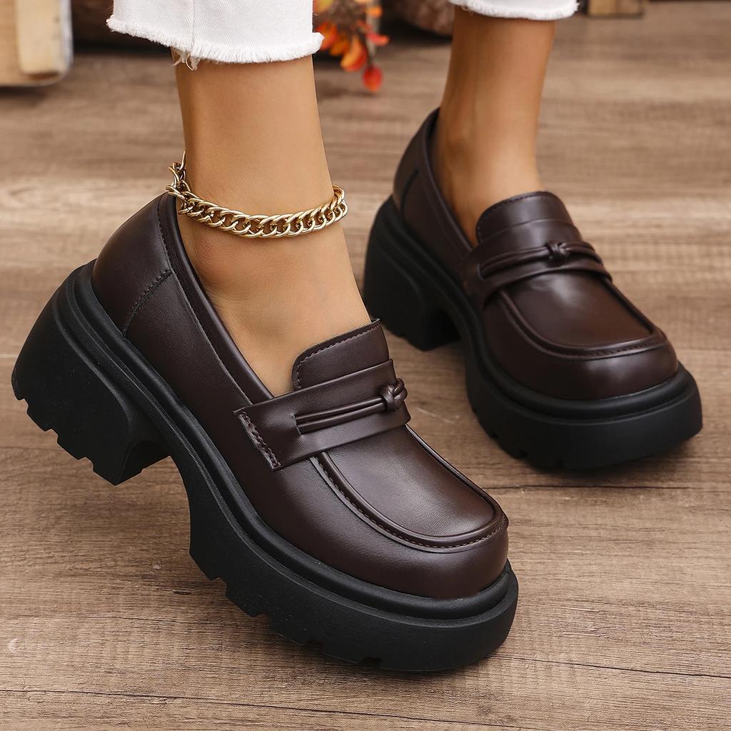 Fashion Gothic Chunky Platform Loafers Women 2025 Spring British Style Patent Leather Pumps Woman Thick Bottom Jk Uniform Lolita Shoes