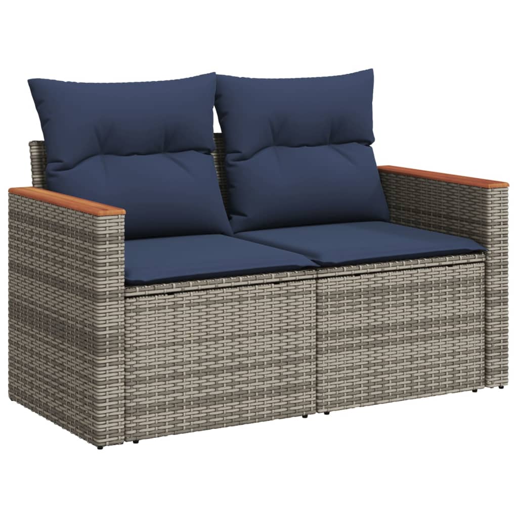 10 Piece Garden Sofa Set with Cushions Gray Poly Rattan
