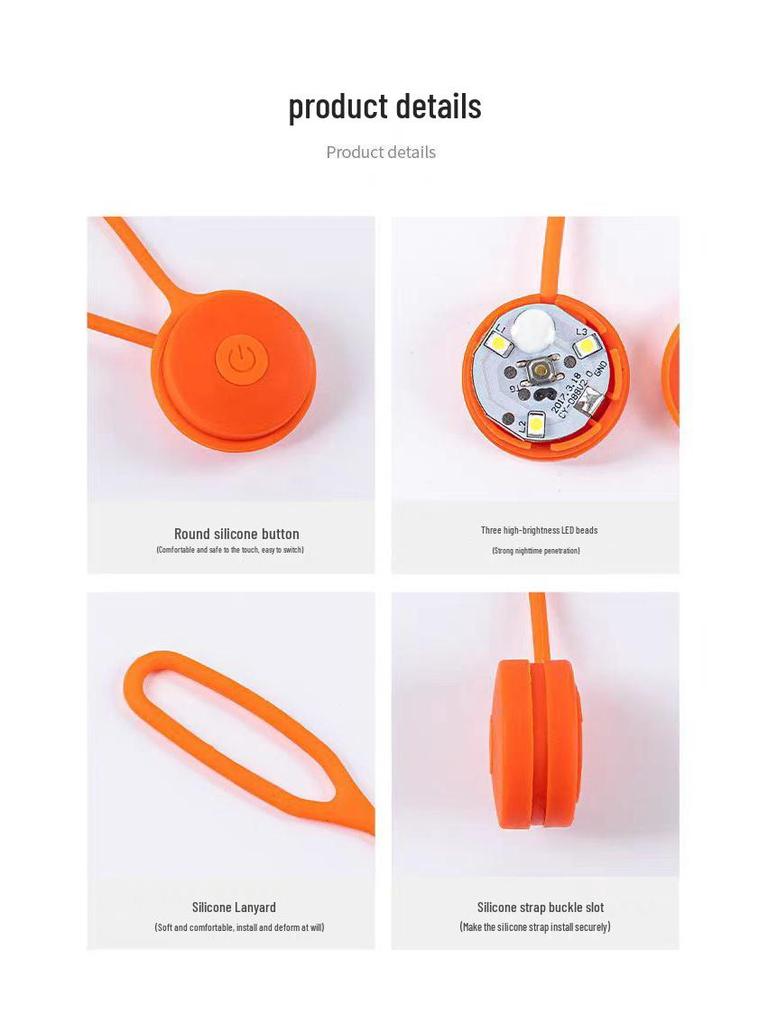 LED Silicone Night Safety Light for Running, Hiking, and Outdoor Camping