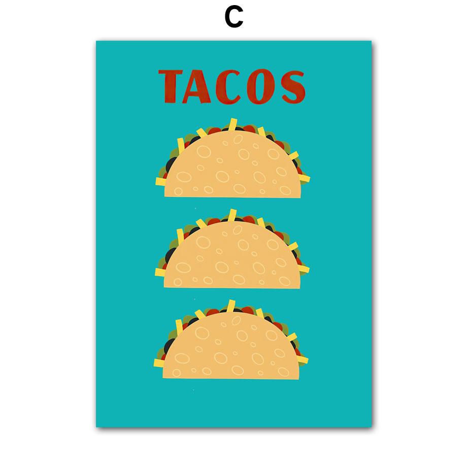 Pizza Ramen Tacos Burger Spaghetti Grilled Cheese Posters Prints Canvas Painting Nordic Wall Art Pictures Kitchen Room Decor