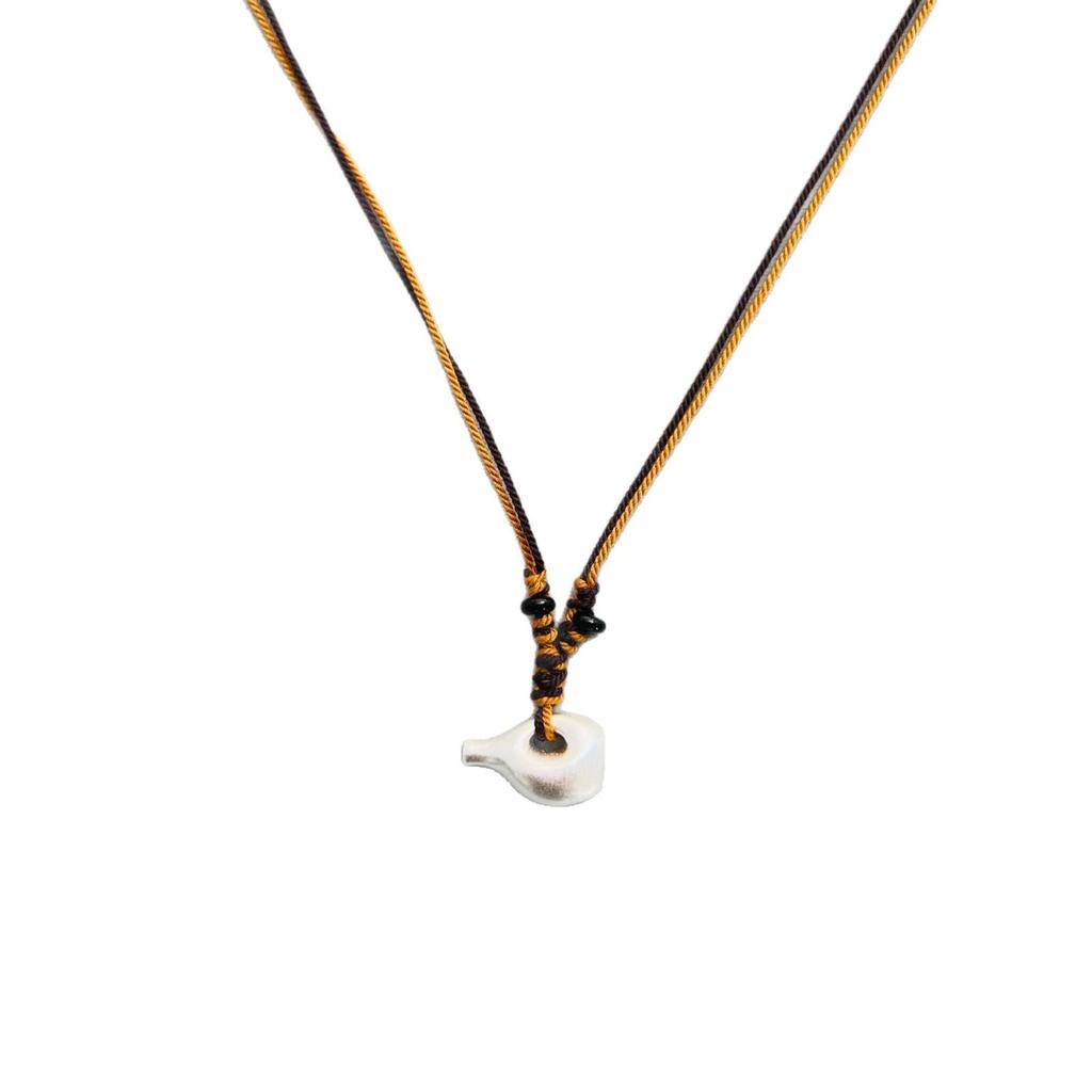 ESN Home Carved Wine Pot Necklace: Nomadic Style Woven Basket Clavicle Chain