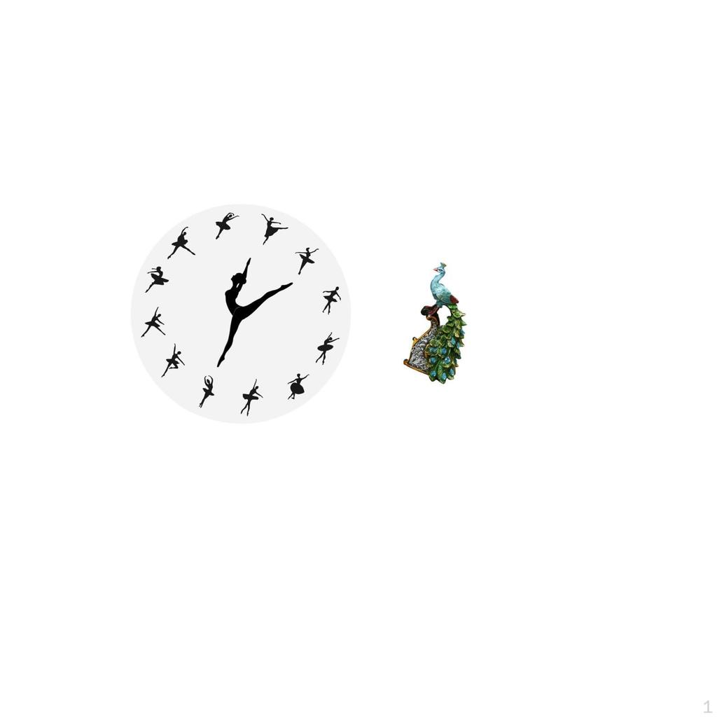 Ballet Dancer Wall Clock with Elegant Peacock Sculpture Silent Mute Decorative Ornament for Kitchen