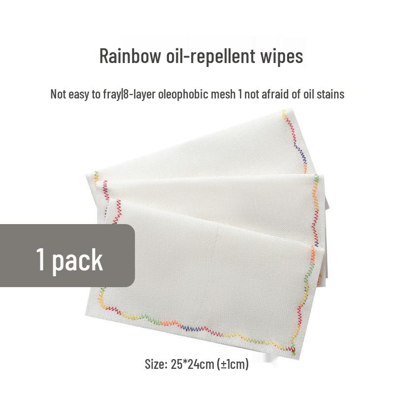 Rainbow 8-Layer Oil-Repellent Kitchen Cloth - Non-Stick Regenerated Cellulose Dish Towel.