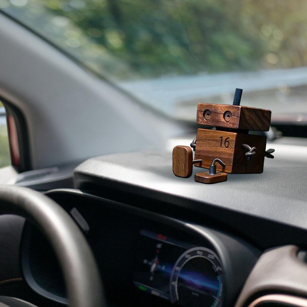 Car Dashboard Ornament Shaking Feet Wooden Doll Playful Auto Motion-Activated Funny Wood Desktop Decor Wooden Aromatherapy Box