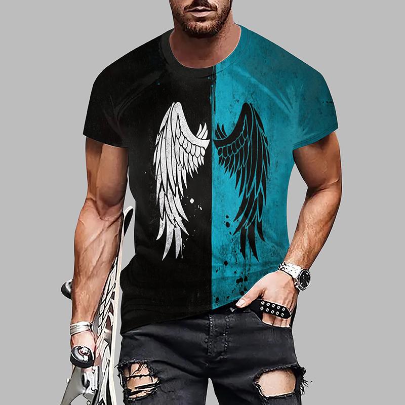 Tricou nou de vară pentru bărbați, modă, personalitate, aripi fluturânde imprimate, tricou pentru bărbați, top