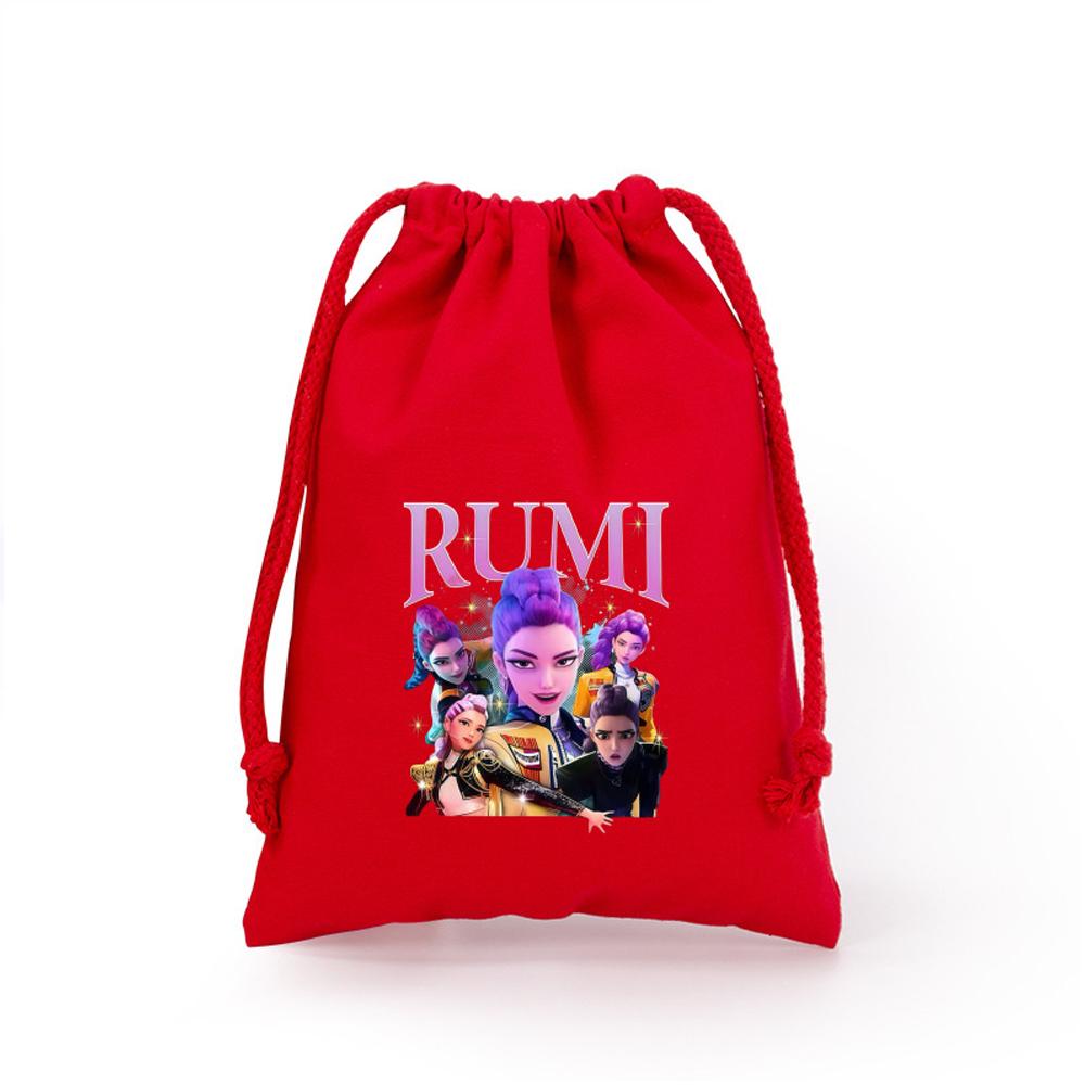 KPop Demon Hunters Storage Drawstring Bag Music Cartoon Party Cookies Candy Package Kids Gift Bags Print Cotton Key Pouch