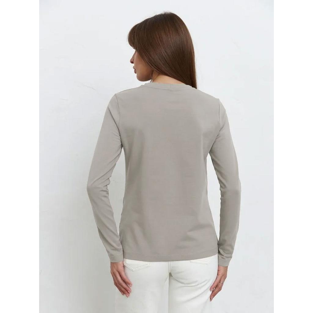 2025 Spring New Women's Cotton Long Sleeve T-Shirt Fashion Casual Versatile Office Round Neck Pullover Top