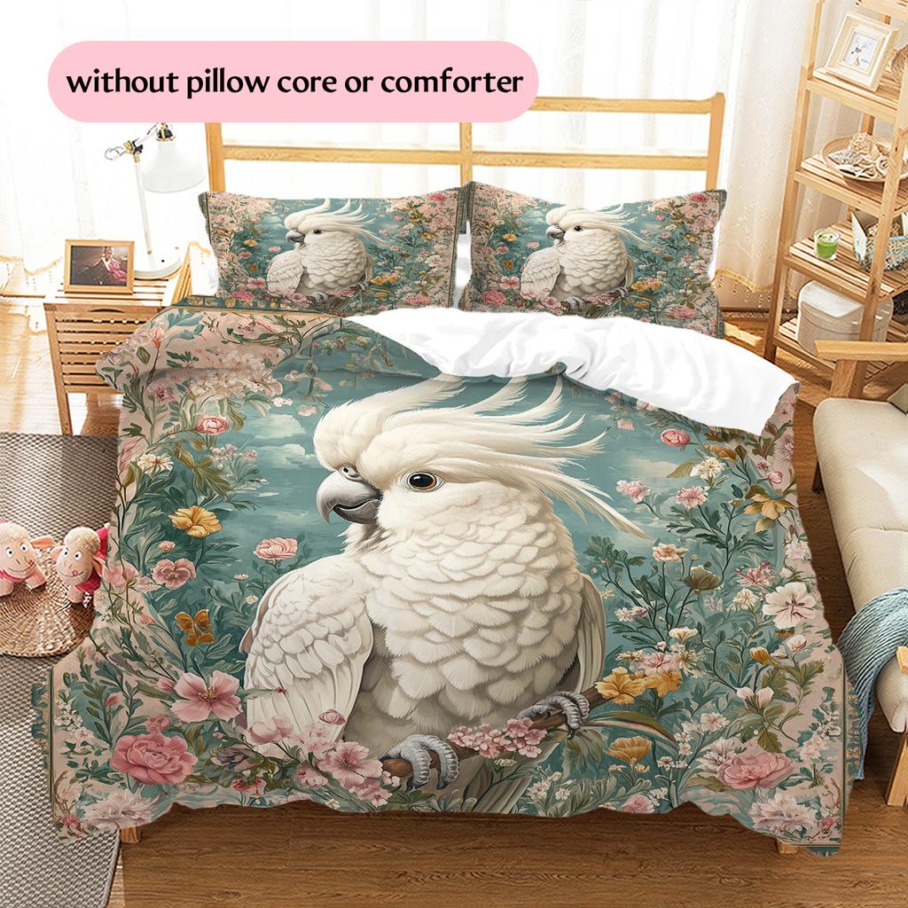 Beautiful Cockatoo Pattern Bedding Home Decoration Birthday Gift (1 * duvet cover + 2 * pillowcase, without core)