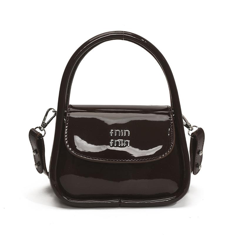 Niche design portable commuter bag women's 2025 new trendy fashion glossy small square bag shoulder messenger bag