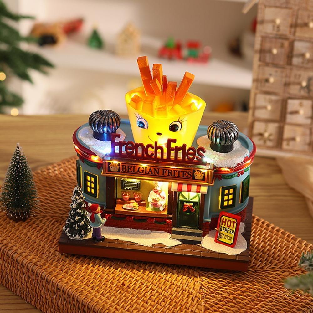 

Creative Christmas Glowing Octave Box Rotating Christmas Lights Children Music Box Resin Luminous House Christmas Village