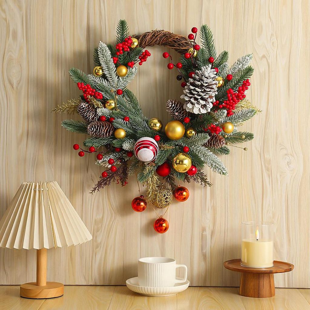 45cm Diameter Christmas Wreath Decorative Garland Keepsake Decorations Wreath For Indoor Outdoor Wall Window Porch Garage House