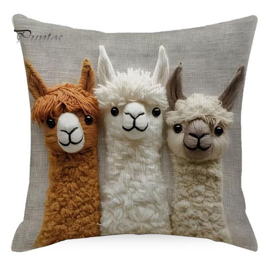 Funda de Cojín Decorativa para Ventanas Salientes, Funda de Cojín con Estampado de Alpaca, Funda para Cojín de Sofá con Cremallera Oculta, Fundas Lindas de Alpacas para Sofá, Sala de Estar,