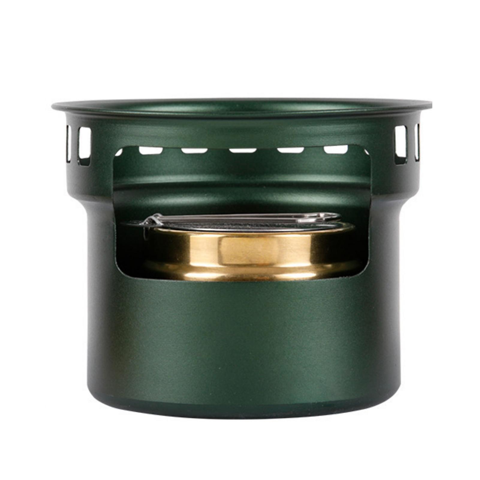 

Портативная спиртовая горелка Маленькая горелка из алюминиевого сплава и латуни Ветрозащитная для кемпинга, пикника Темно-зеленая