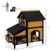 Yellow Wooden Cat House, FloraGrace 2-Story Outdoor Kennel, For Garden and Terrace, Easy To Assemble, 96x65x85.5cm