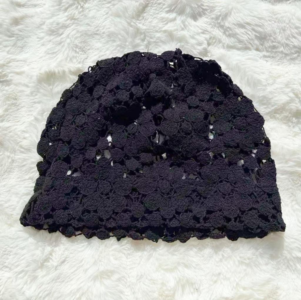 Damen Japanische Blumige Durchbrochene Lässige Mütze - Dünne Süße Cloche für Frühling/Sommer