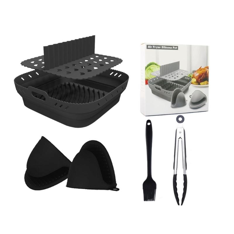 Air Fryers Divider Fryers Accessories Square Silicone Air Fryers Basket Air Fryers Inserts Silicone Liner with Divider