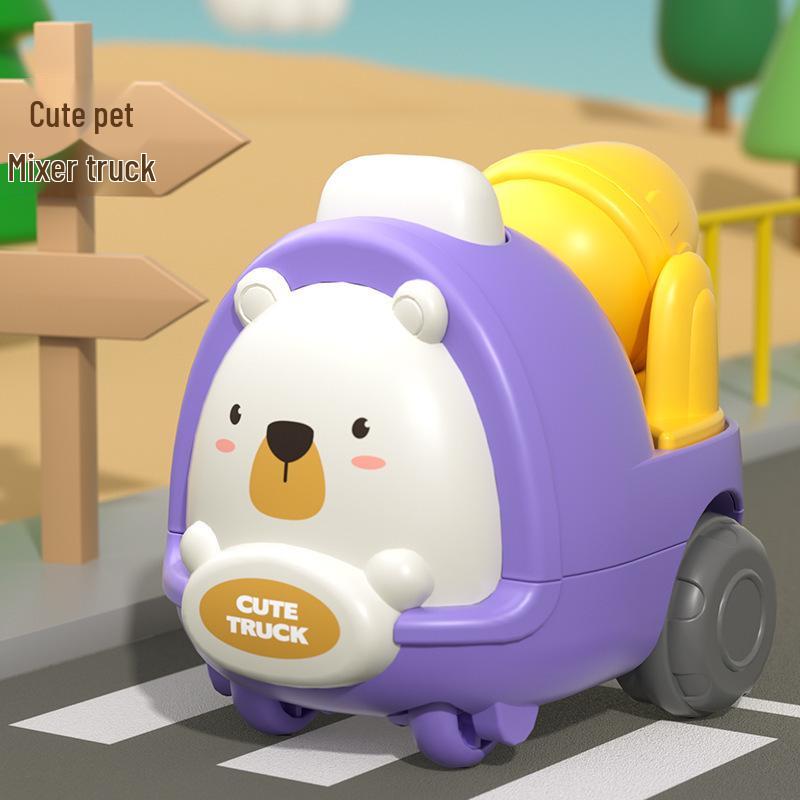 In Stock Cute Cartoon Construction Vehicle Inertial Pull-Back Toy Car for Kids
