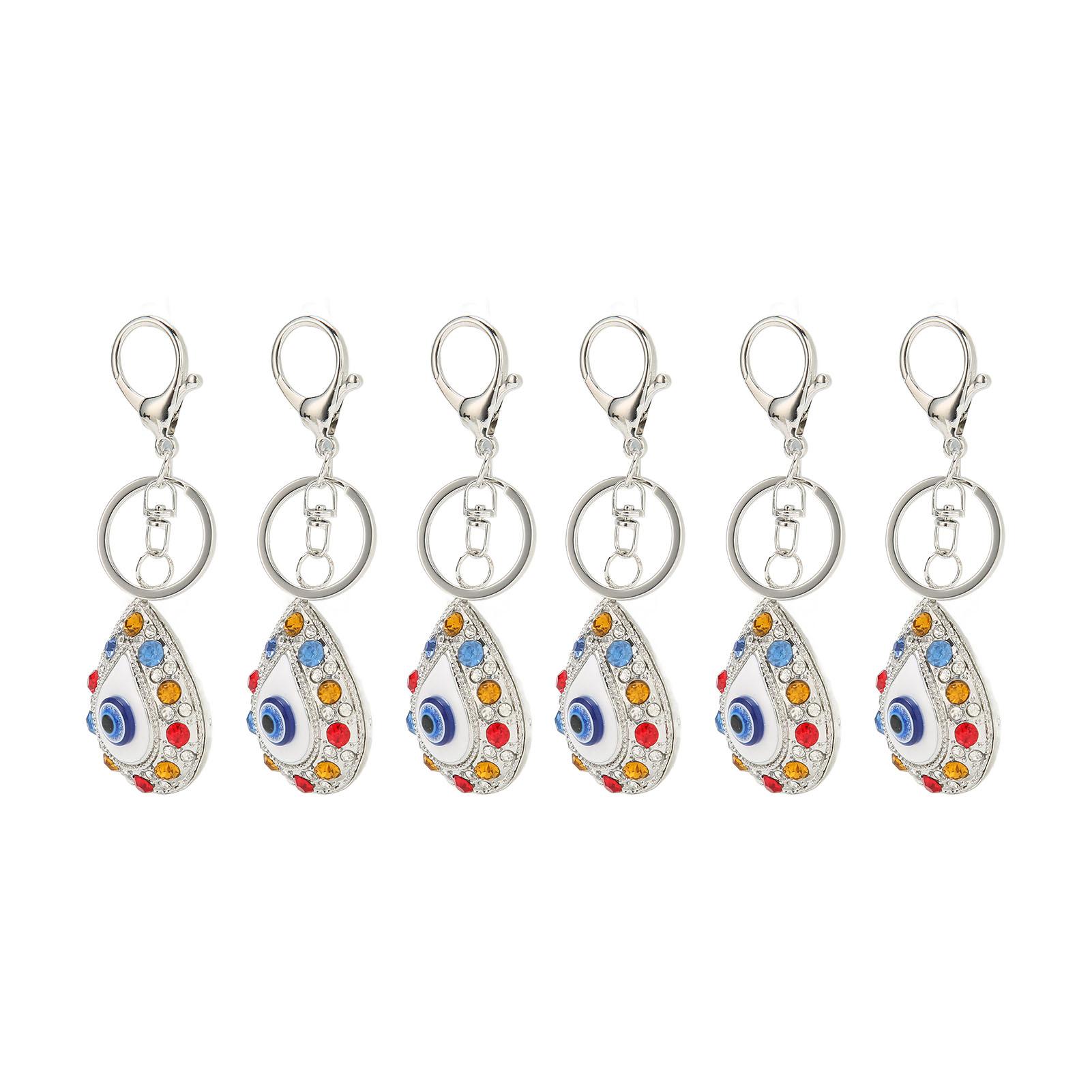 

6Pcs Eye Keychains Durable Metal Stylish Rhinestone Bright Colors Lobster Clasp Keychain for Car Handbag Purse