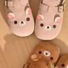 Cute bear bag head girl summer new platform lazy half slippers retro single shoes