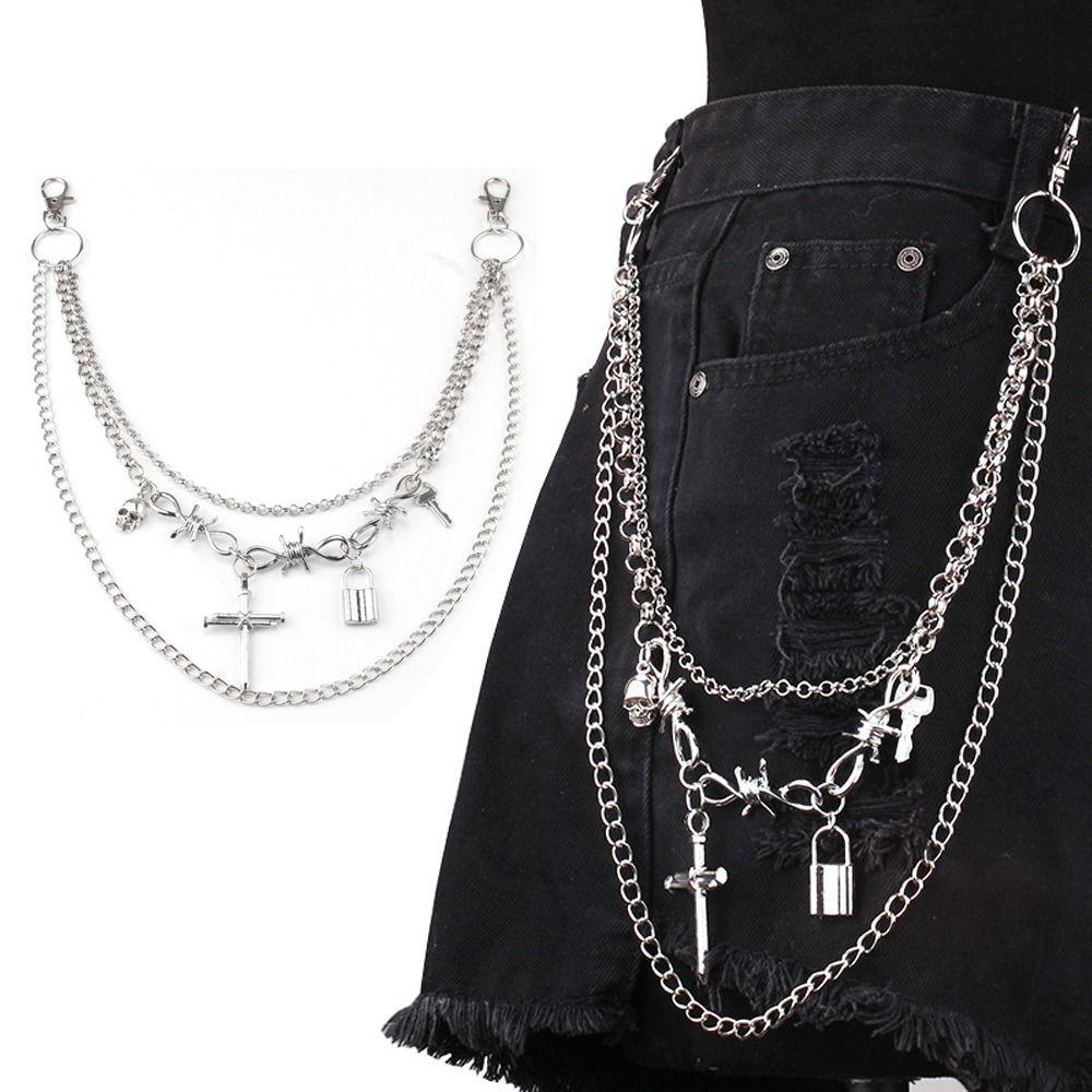 Mode Gothic Taillenkette Hip Hop Metalllegierung Quastenanhänger Hosenkette Y2K Harajuku Jeans Kette Für Frauen Mann