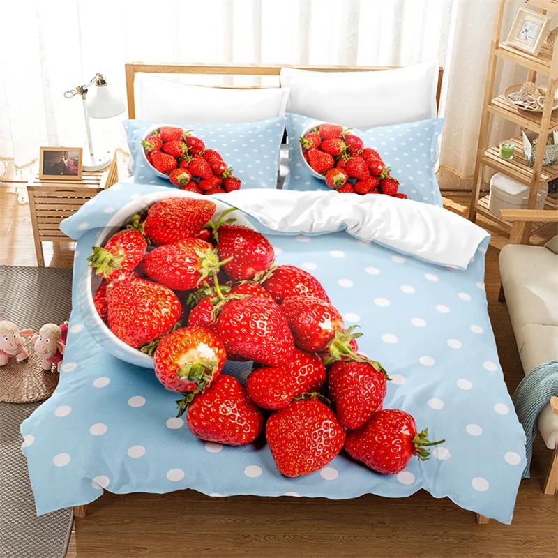 Fruit Duvet Cover Set Queen Size Quilt Covers Double Bed 220x240 3D Single Thin Bedding Set 2PCS 3PCS Pillowcase Full Twin King
