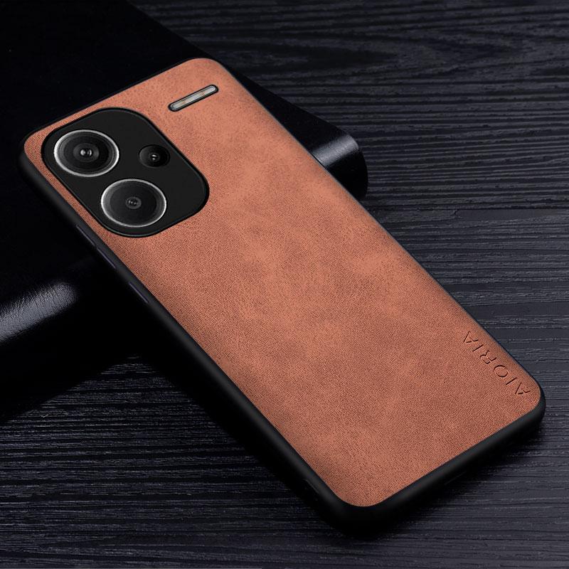 Premium PU Leather Phone Case for Redmi Note 13 Pro Plus 5G Scratch-Resistant Solid Color Cover for Redmi Note 13 Pro Funda