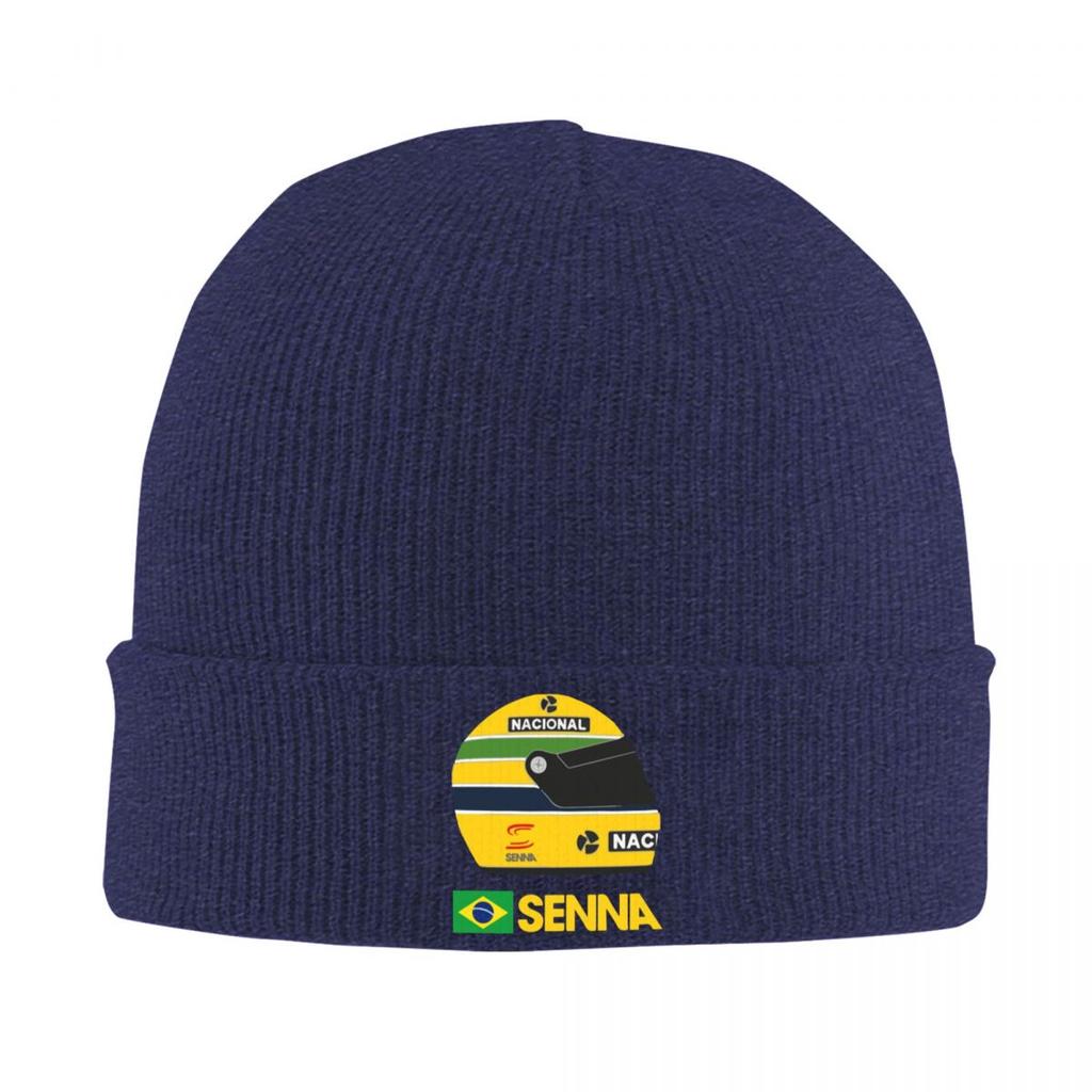 Ayrton Senna Racing Car Knitted Hats Quality Warm Anime Unisex Headwear Knitted Caps