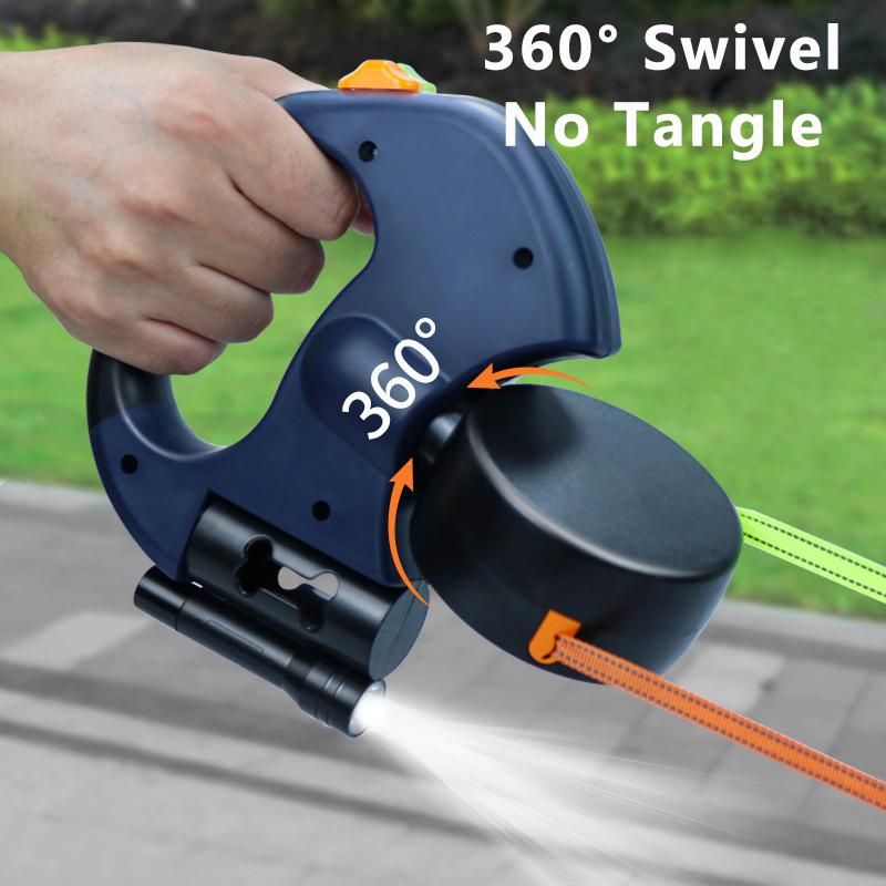 Premium 3M Retractable Double Dog Leash For Small Dogs Reflective 360 Swivel No Tangle Walking Pet Lead With LED Lights