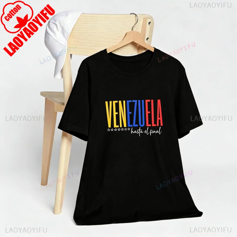 Venezuela Hasta El Final Tshirt Venezuela Casual Modern And Trendy Shirt Unisex Unisex Daily Life Cotton Streetwear Venezuelians Tee