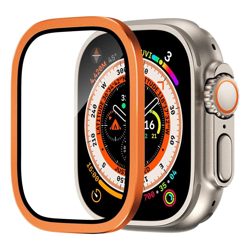 1/2PCS Tempered Glass For Apple Watch Ultra 49mm Screen Protector Anti-Scratch HD Metal Bumper Full Film for IWatch Ultra 49mm