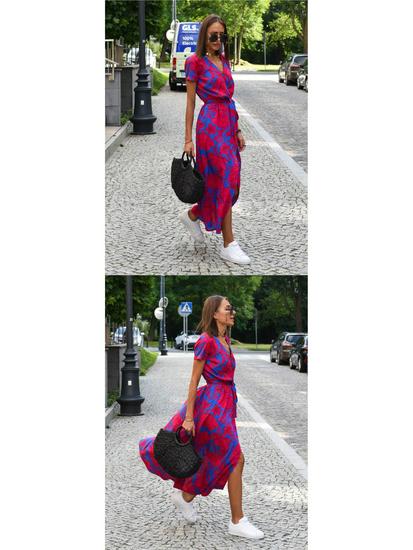 2026 European & American Women's Summer V-neck Floral Lace-up Dress