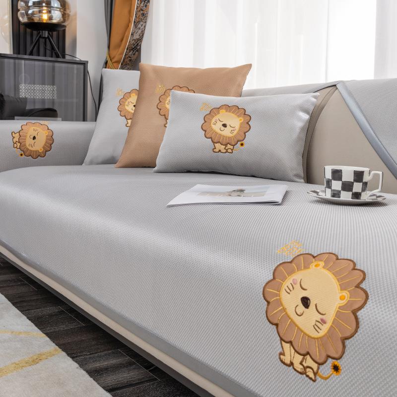 Cool Pad Summer Ice Silk Sofa Cushion Non-Slip Breathable Cover Cloth Mat Modern Simple Design for Weather