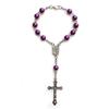 QIGO Purple Plastic Bead Cross Rosary Bracelets Car Pendant Catholic Praying Jewelry Gift