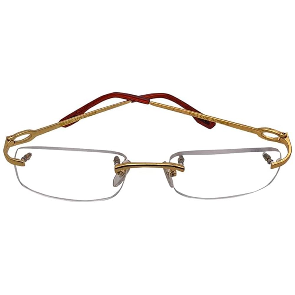 RSINC Rimless frame eyeglass Cart Metal Cup Gold Brown For Men & Women | Stylish  3603465 52-18-140 CART 1 METAL A2 3603465 52-18-140