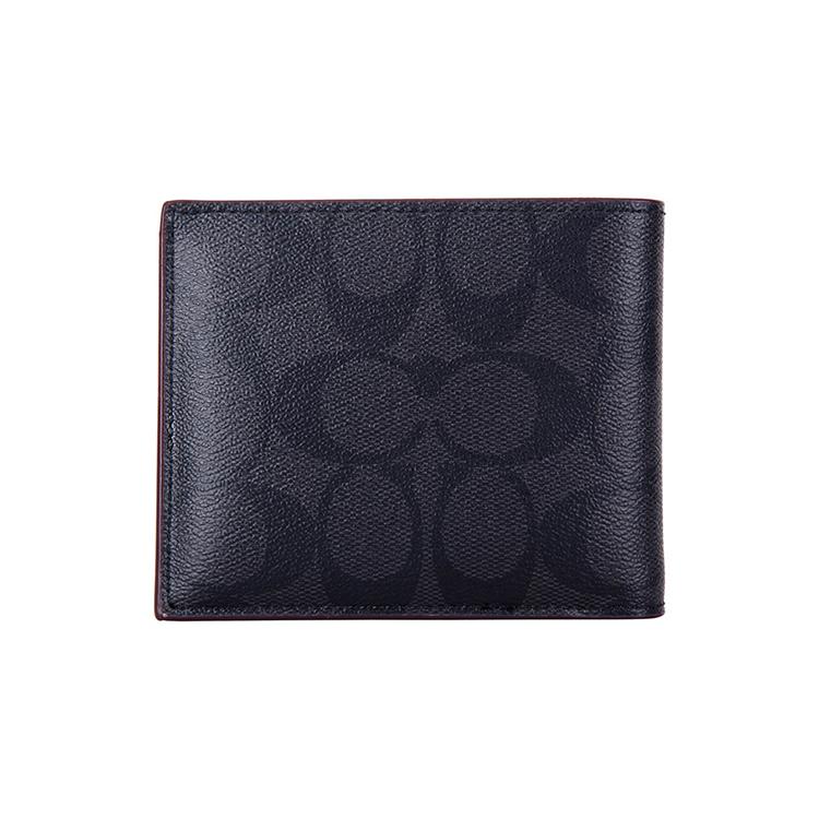 COACH 3 IN 1 Wallet Leather Wallet Men's Black Gray 25519-N3A