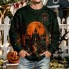 Men's Halloween Printed Long Sleeve Sweatshirt Round Neck Casual Pullover