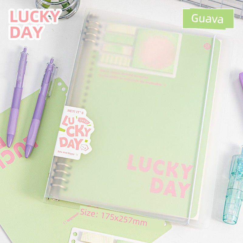 

Grade Three Class Two Blush Note Loose Spiral Notebook Contrast Color Student Good-looking Removable Notebook for Correction Strap Notebook Guava