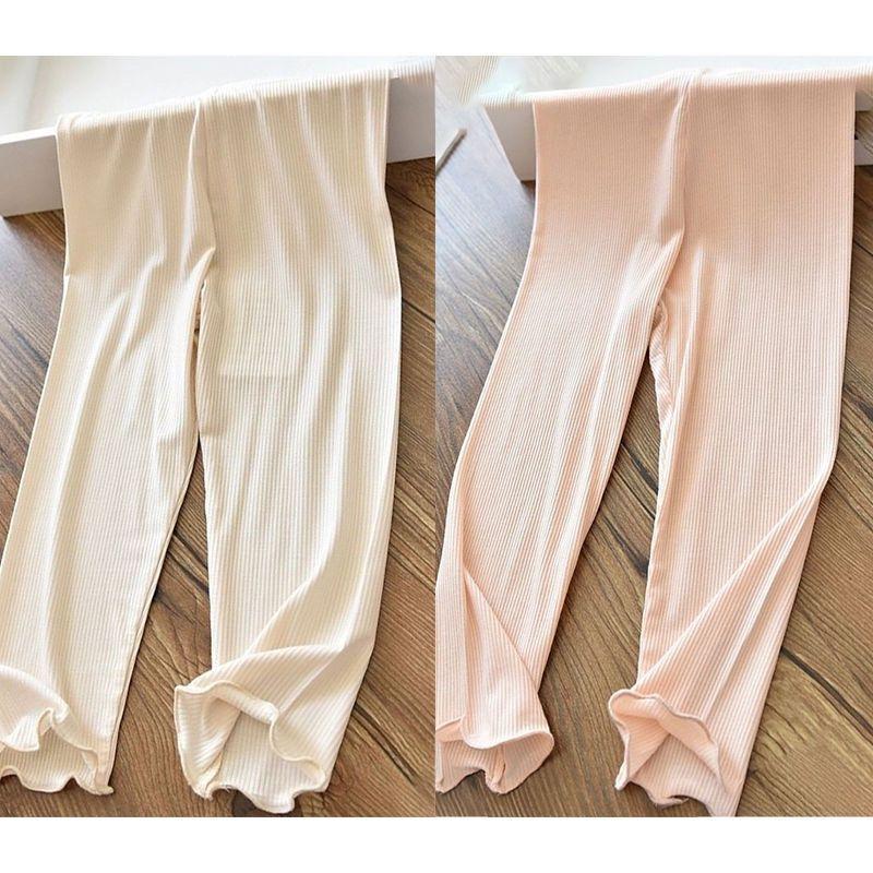 Girls' Mosquito Proof Pants with Fungus Edge Elastic Ice Silk Breathable Slim Fit Leggings for Children and Babies, Thin Pants for Summer