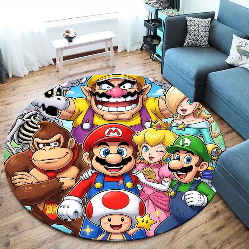 Super Mario Round Area Rug Carpet Rug For Living Room Bedroom Sofa Playroom Decor Nonslip Floor Mat