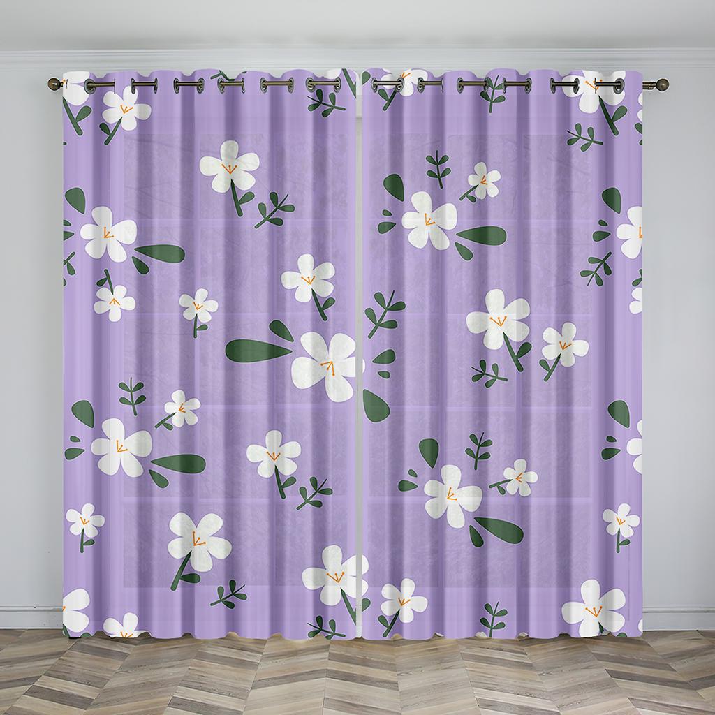 Girls Like The Flower Pattern Sunshade Curtains Living Room Bedroom Home Decoration Thin Curtains 2 Panels